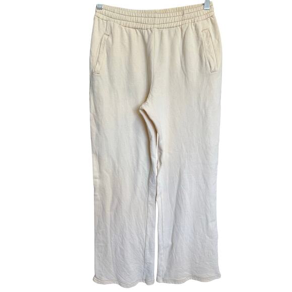 Yllw Yellow The Label Sweatpants Wide Leg Pants Terry Cotton Ivory Size Small - Picture 2 of 12